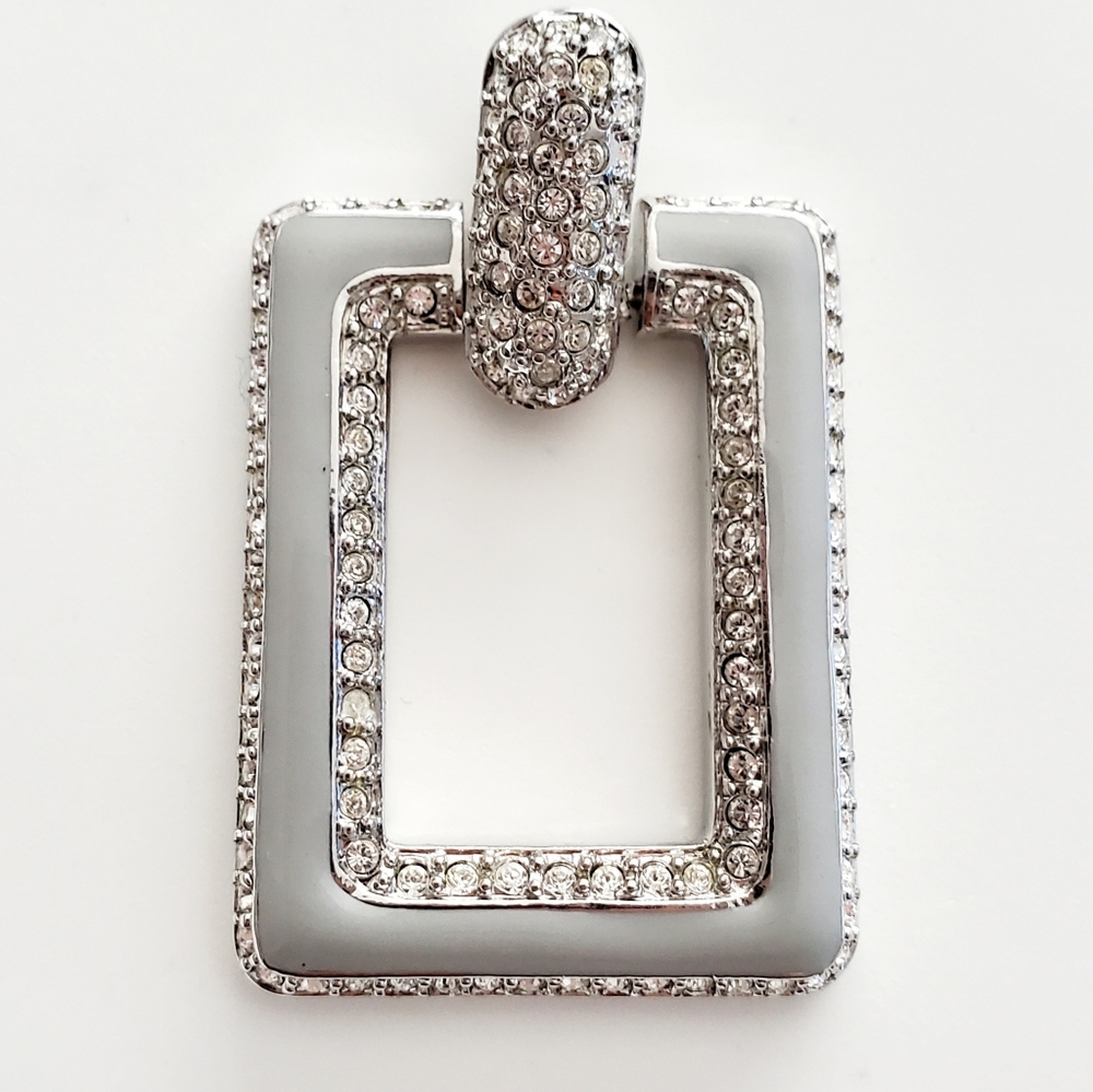 Vintage CORO Pave Stones Door-Knocker Pendant with Silver Grey Enamel